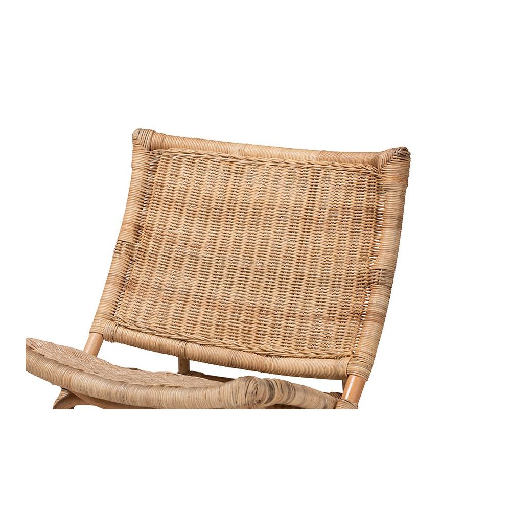 Bohemian Natural Brown Antique Rattan Foldable Lounge Chair. Picture 6