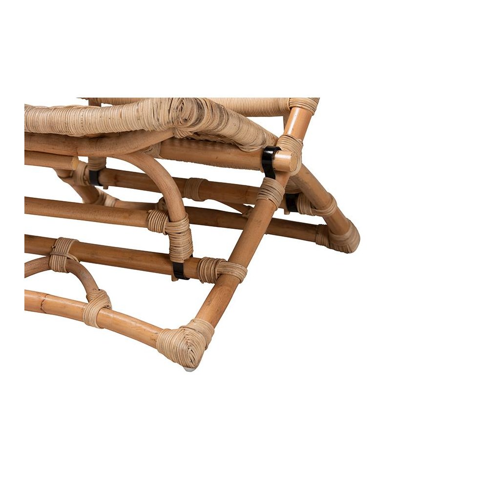 Bohemian Natural Brown Antique Rattan Foldable Lounge Chair. Picture 7