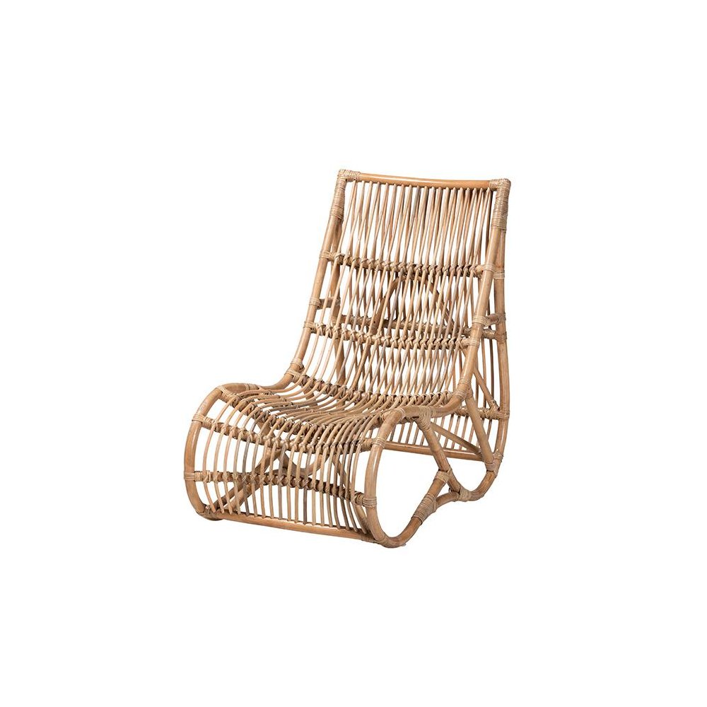 bali & pari Genera Modern Bohemian Natural Rattan Lounge Chair. Picture 1