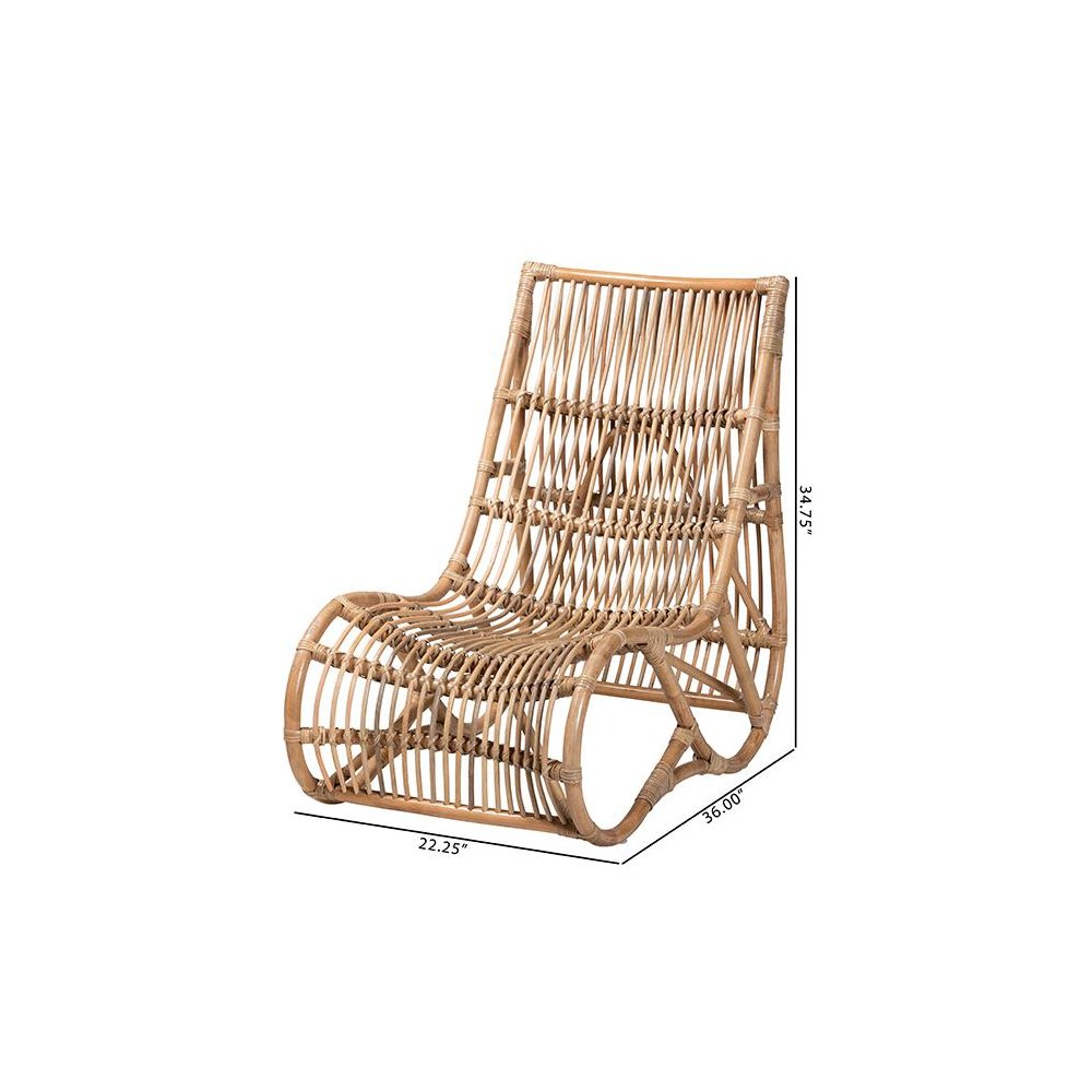 bali & pari Genera Modern Bohemian Natural Rattan Lounge Chair. Picture 10
