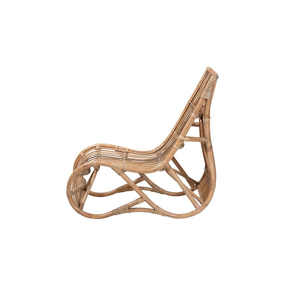 bali & pari Genera Modern Bohemian Natural Rattan Lounge Chair. Picture 3