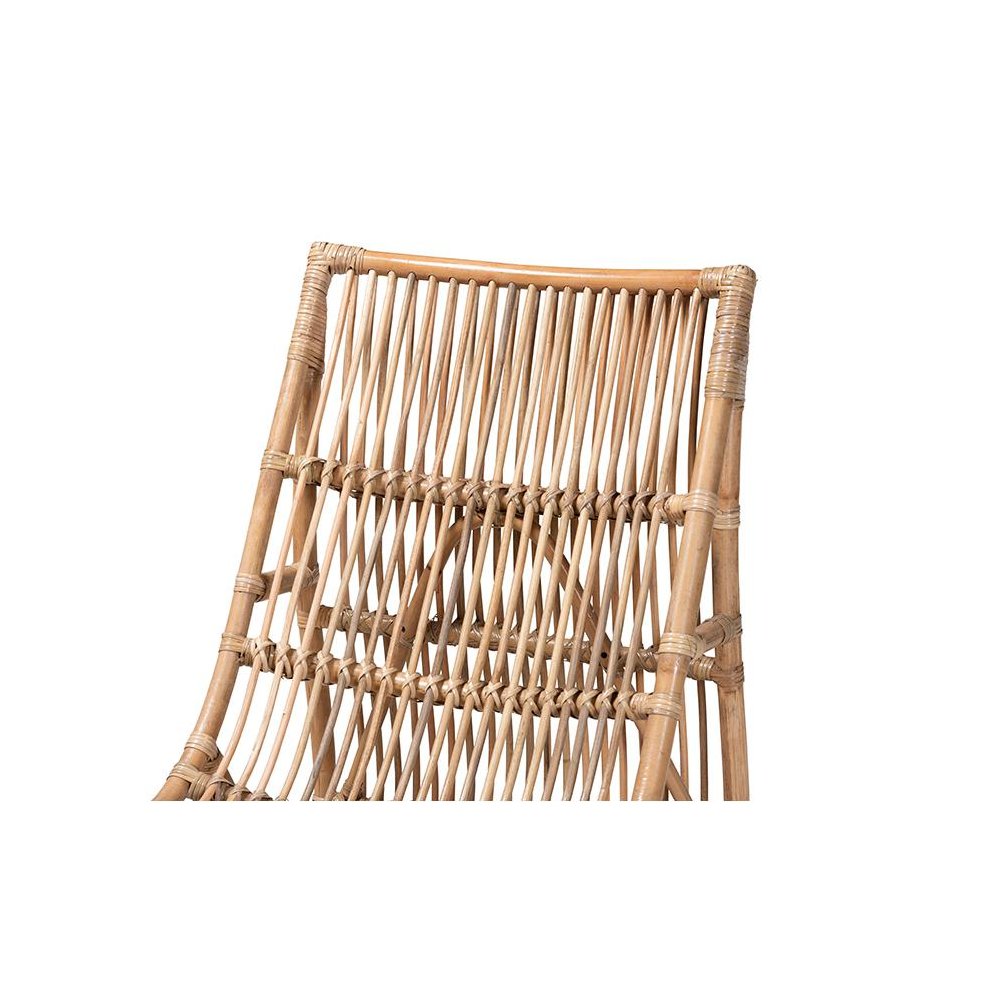 bali & pari Genera Modern Bohemian Natural Rattan Lounge Chair. Picture 5