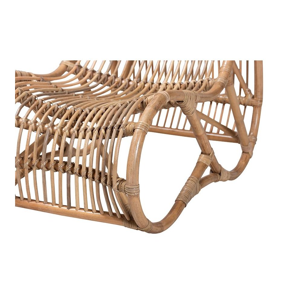 bali & pari Genera Modern Bohemian Natural Rattan Lounge Chair. Picture 6