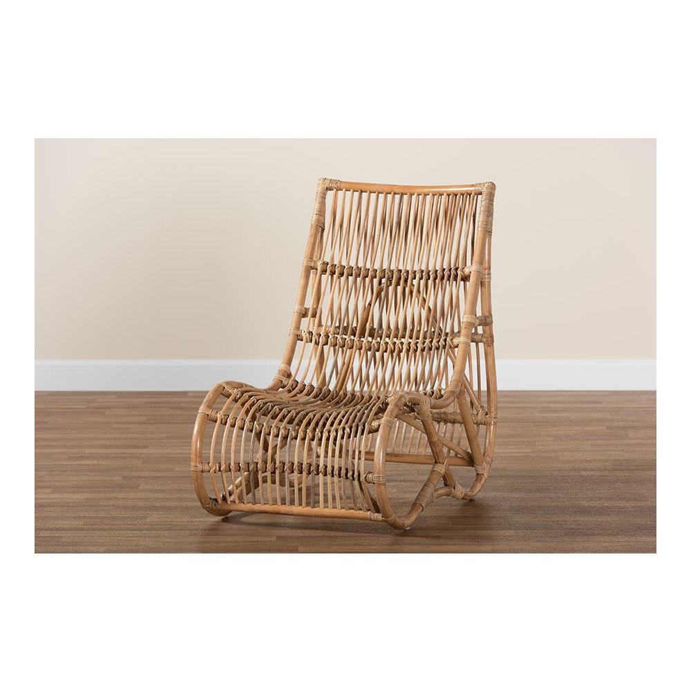 bali & pari Genera Modern Bohemian Natural Rattan Lounge Chair. Picture 9