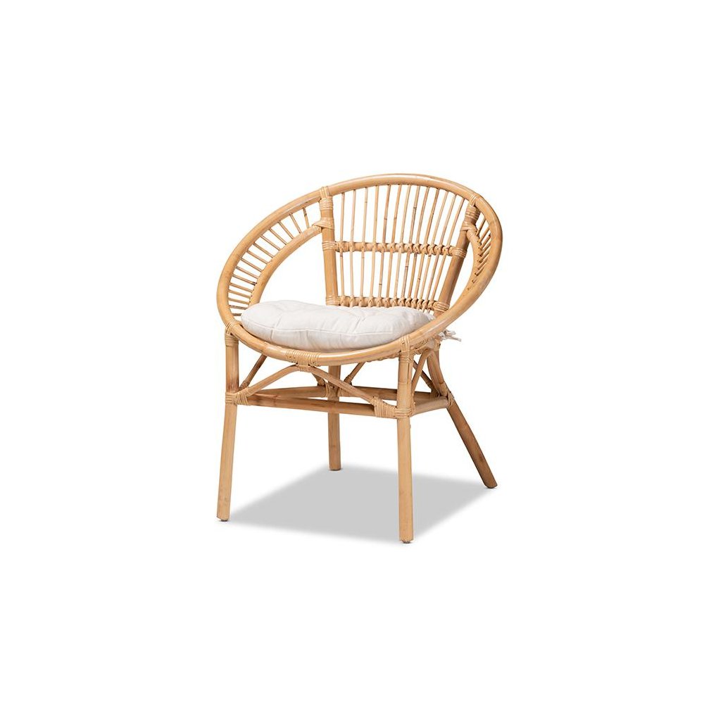 bali & pari Adrina Modern Bohemian Natural Brown Rattan Dining Chair. Picture 1
