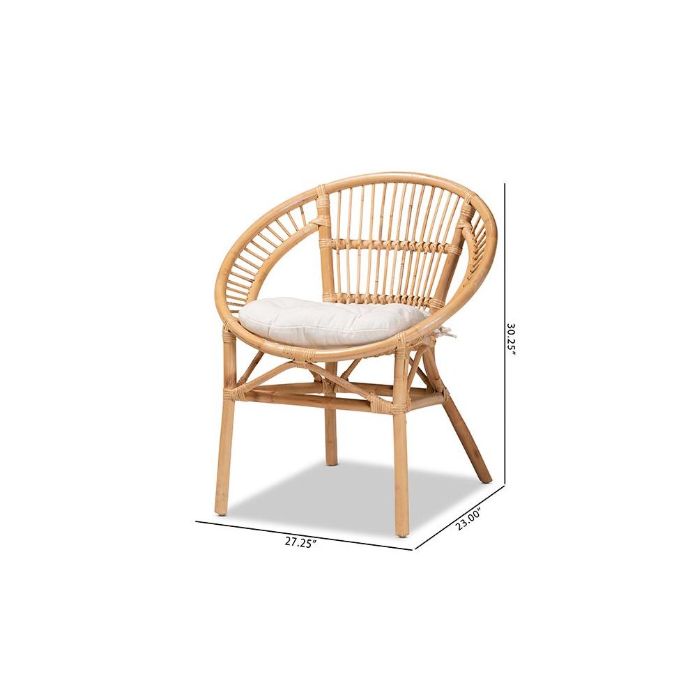 bali & pari Adrina Modern Bohemian Natural Brown Rattan Dining Chair. Picture 10