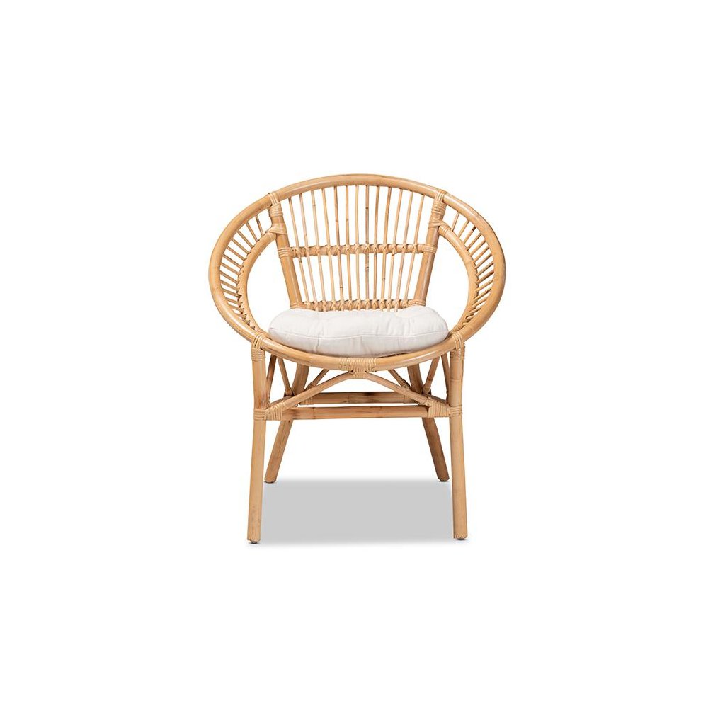 bali & pari Adrina Modern Bohemian Natural Brown Rattan Dining Chair. Picture 2