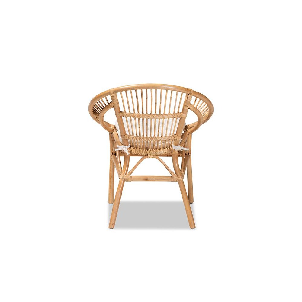 bali & pari Adrina Modern Bohemian Natural Brown Rattan Dining Chair. Picture 4