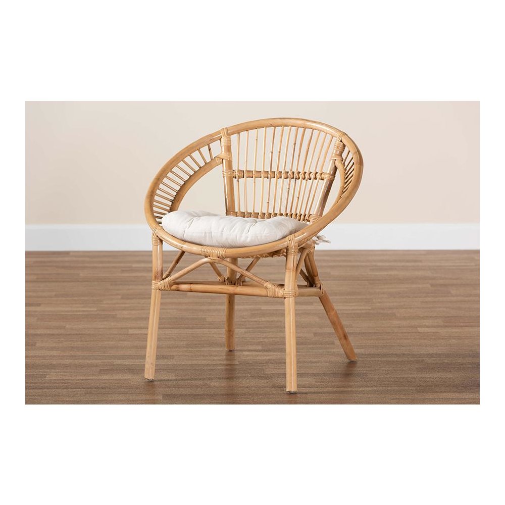 bali & pari Adrina Modern Bohemian Natural Brown Rattan Dining Chair. Picture 9