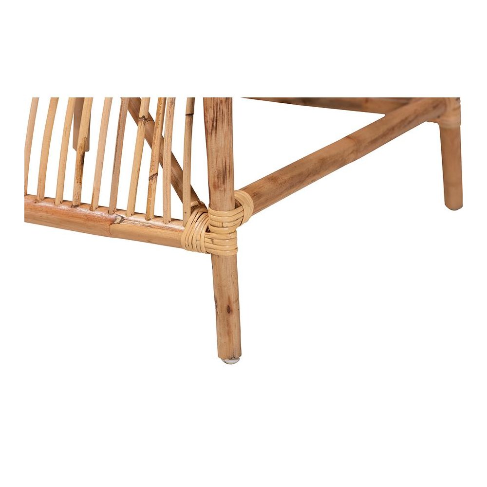 Bohmenian Natural Brown Antique Rattan 2-Piece Chair and Footstool Set. Picture 4