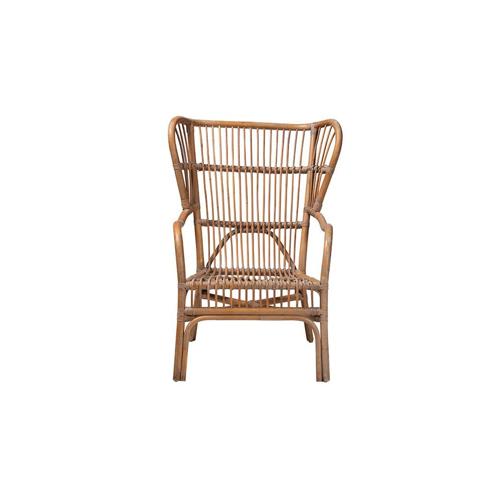 bali & pari Lamaria Modern Bohmenian Natural Brown Antique Rattan Armchair. Picture 2