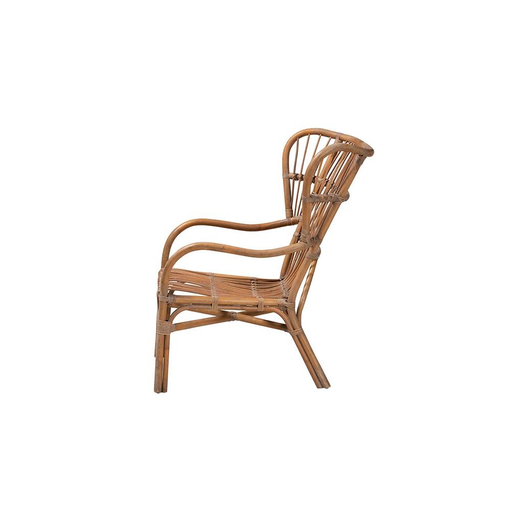bali & pari Lamaria Modern Bohmenian Natural Brown Antique Rattan Armchair. Picture 3