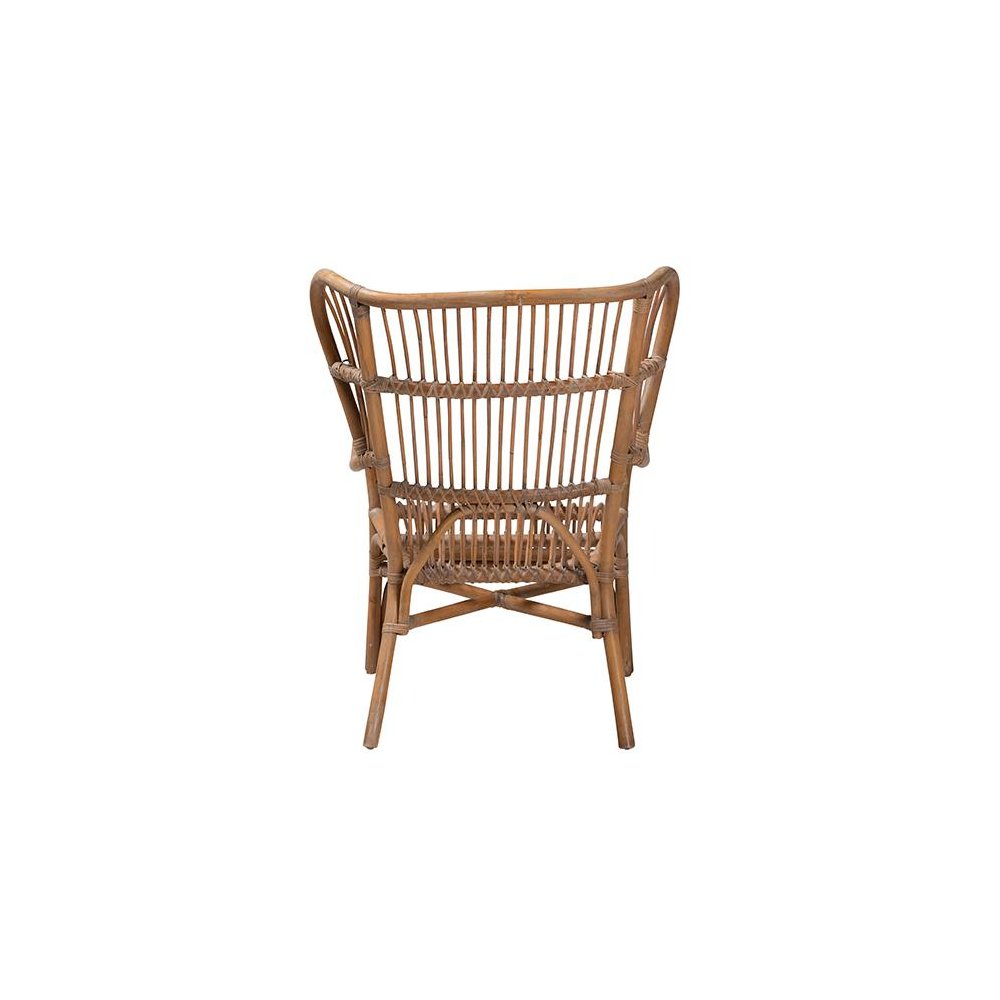 bali & pari Lamaria Modern Bohmenian Natural Brown Antique Rattan Armchair. Picture 4