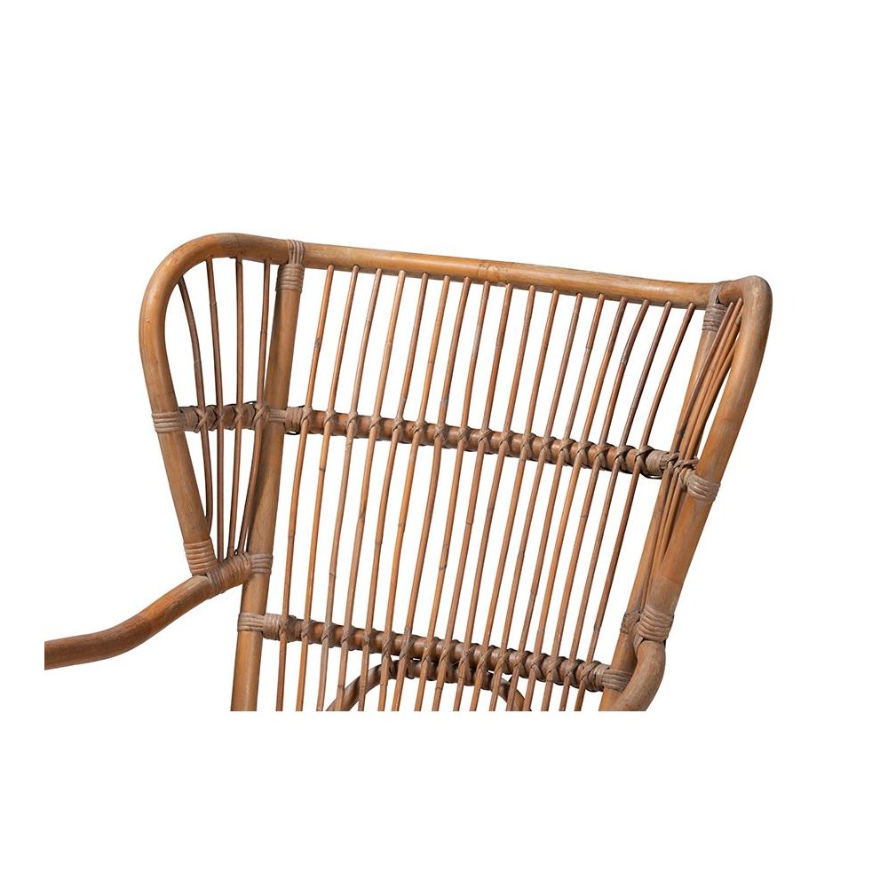 bali & pari Lamaria Modern Bohmenian Natural Brown Antique Rattan Armchair. Picture 5
