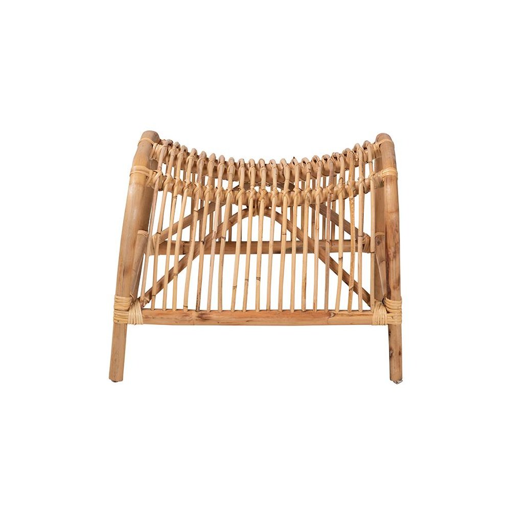 bali & pari Lamaria Modern Bohmenian Natural Brown Antique Rattan Footstool. Picture 2