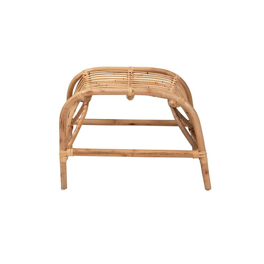 bali & pari Lamaria Modern Bohmenian Natural Brown Antique Rattan Footstool. Picture 3