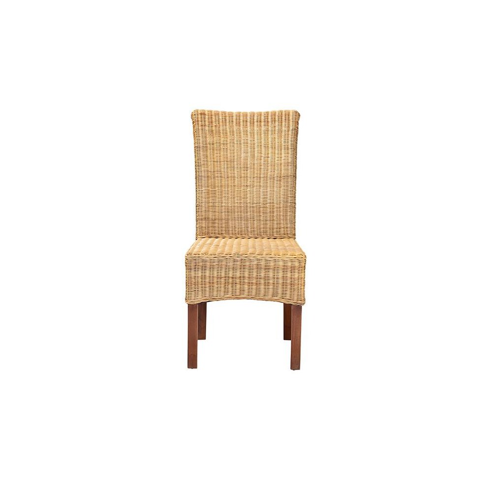 Bohemian Natural Rattan and Mahogany Wood Dining Chair. Picture 2