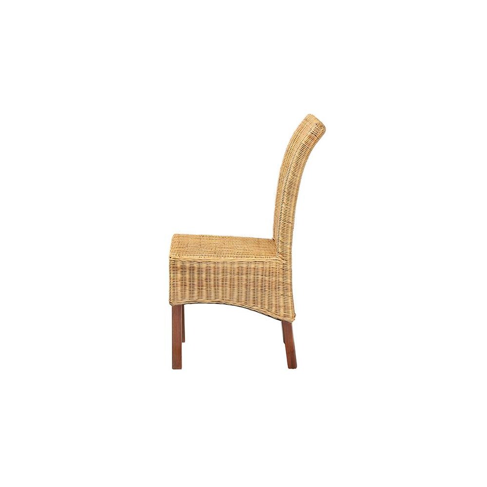 Bohemian Natural Rattan and Mahogany Wood Dining Chair. Picture 3