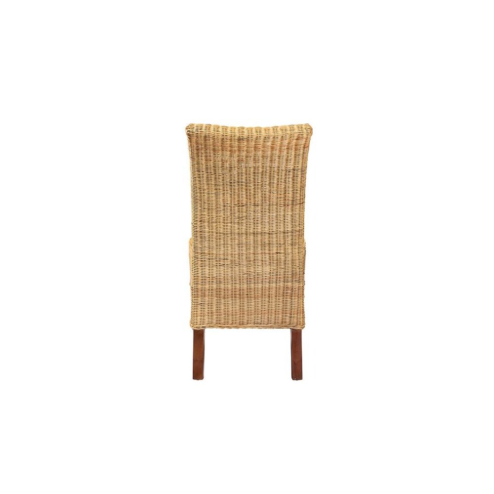 Bohemian Natural Rattan and Mahogany Wood Dining Chair. Picture 4