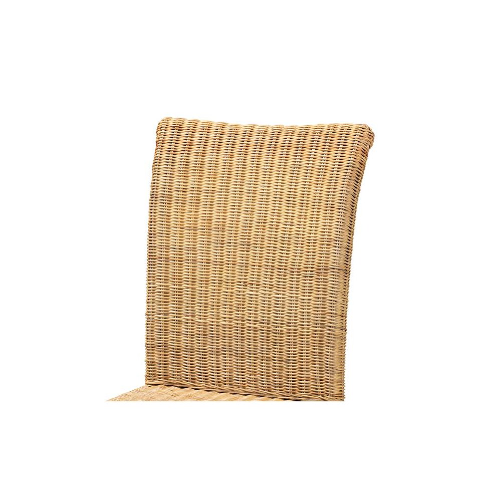 Bohemian Natural Rattan and Mahogany Wood Dining Chair. Picture 5