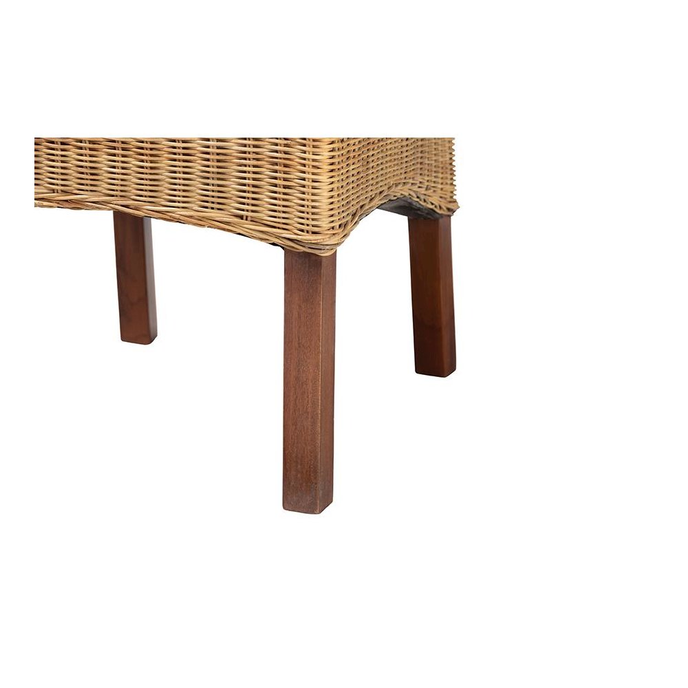 Bohemian Natural Rattan and Mahogany Wood Dining Chair. Picture 6