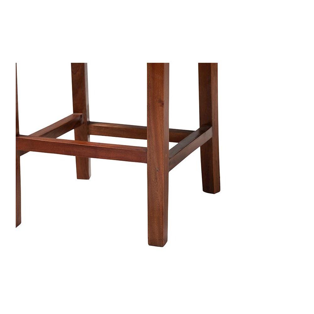 Bohemian Natural Rattan and Mahogany Wood Counter Stool. Picture 6