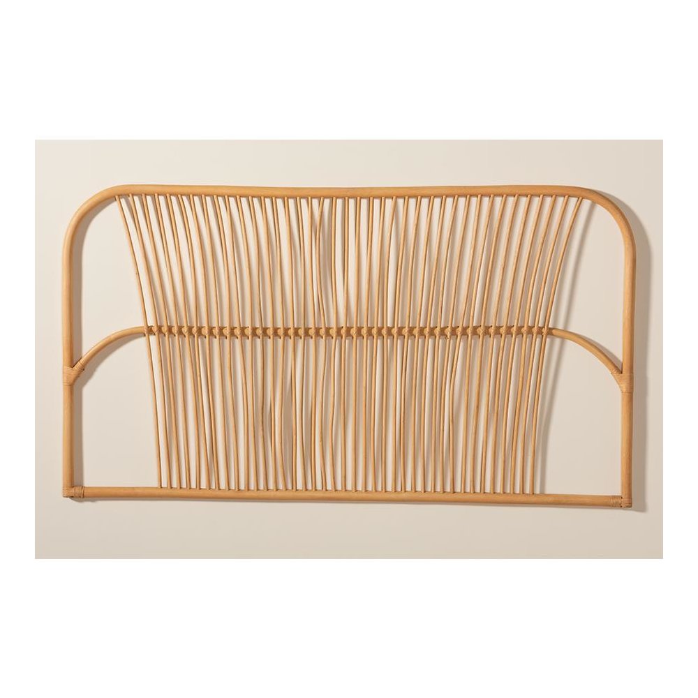 Bohemian Natural Brown Rattan Queen Size Wall-mount Headboard. Picture 6