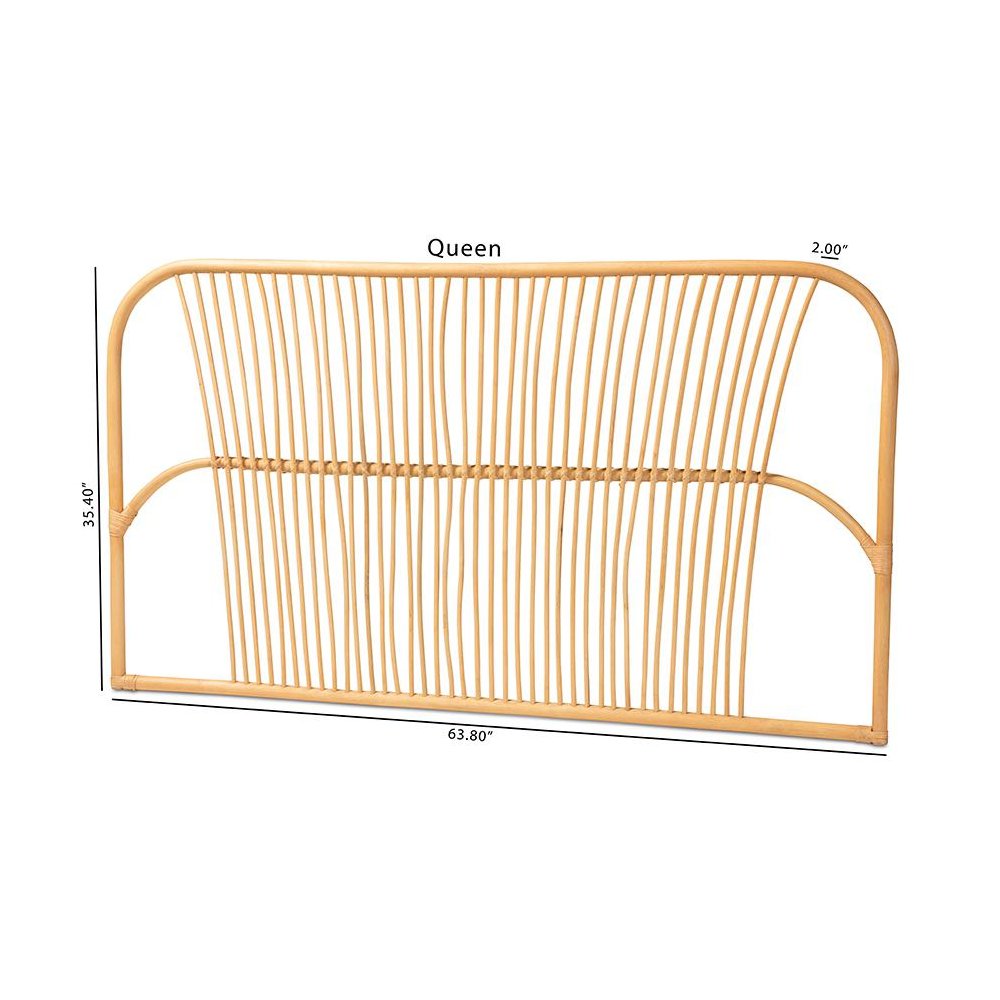 Bohemian Natural Brown Rattan Queen Size Wall-mount Headboard. Picture 7