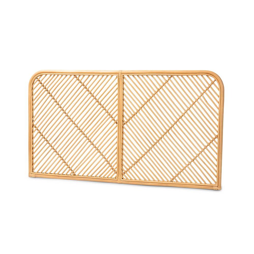 Bohemian Natural Brown Rattan Queen Size Wall-mount Headboard. Picture 1