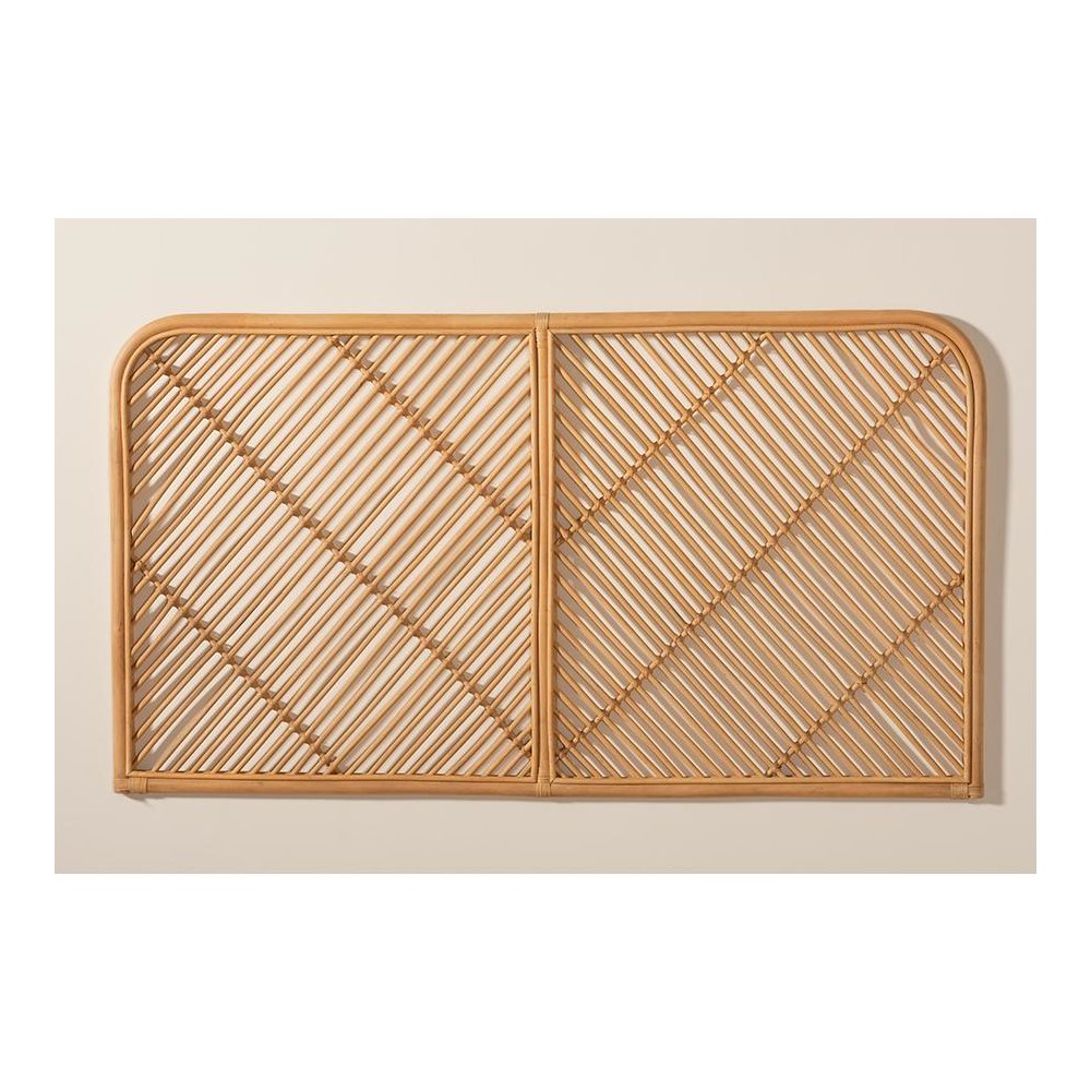 Bohemian Natural Brown Rattan Queen Size Wall-mount Headboard. Picture 6