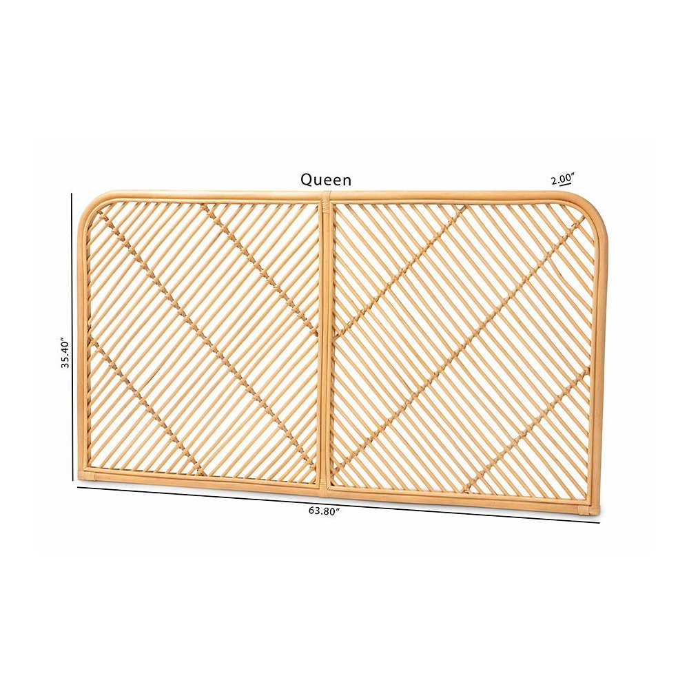 Bohemian Natural Brown Rattan Queen Size Wall-mount Headboard. Picture 7