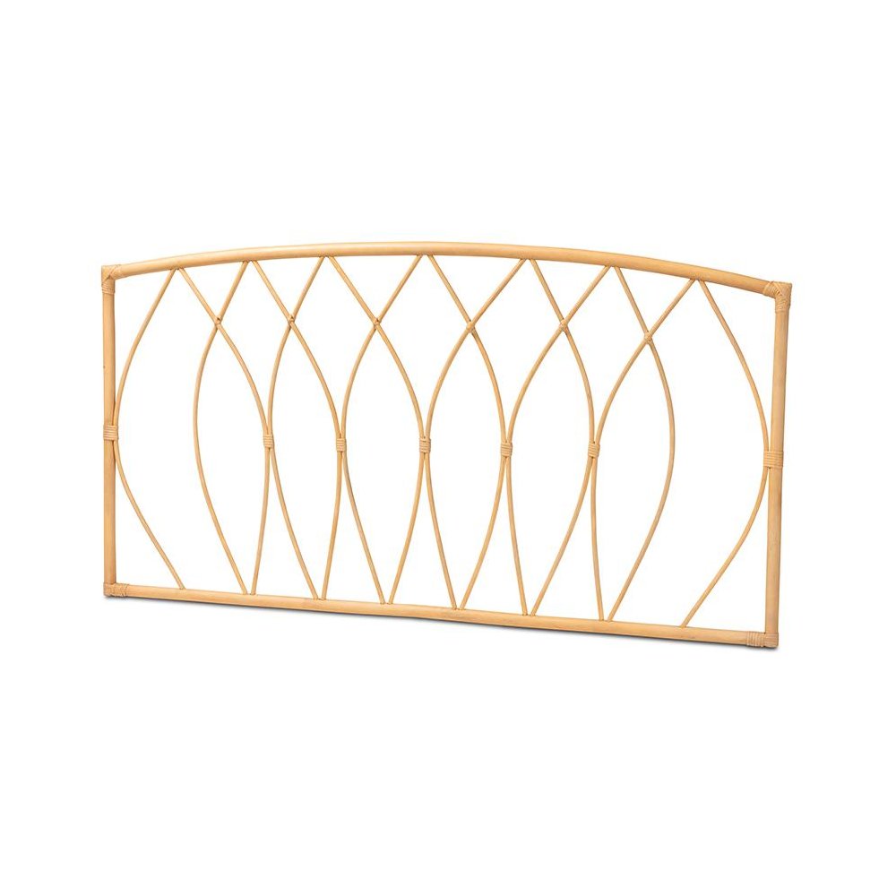 Bohemian Natural Brown Rattan Queen Size Wall-mount Headboard. Picture 1