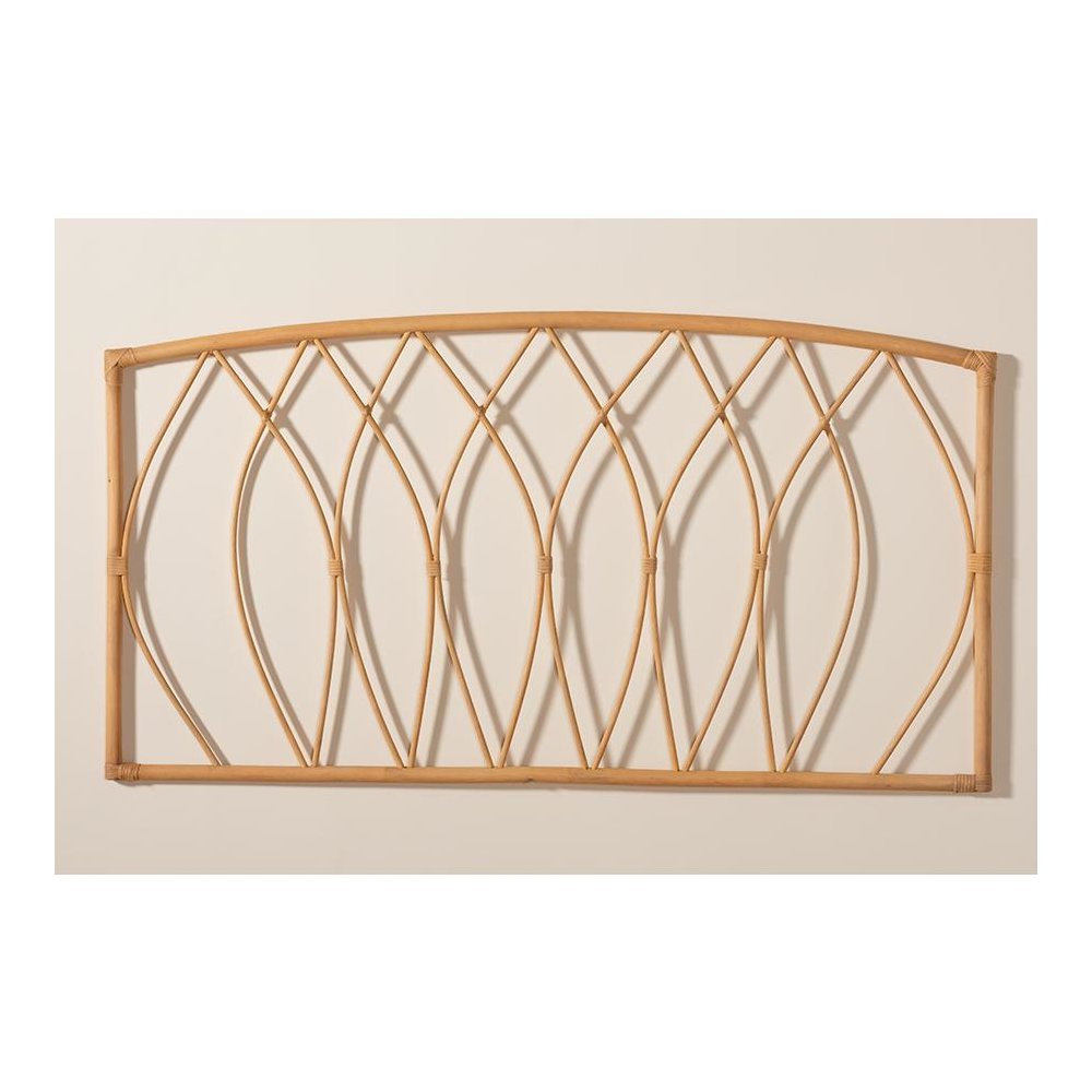 Bohemian Natural Brown Rattan Queen Size Wall-mount Headboard. Picture 6