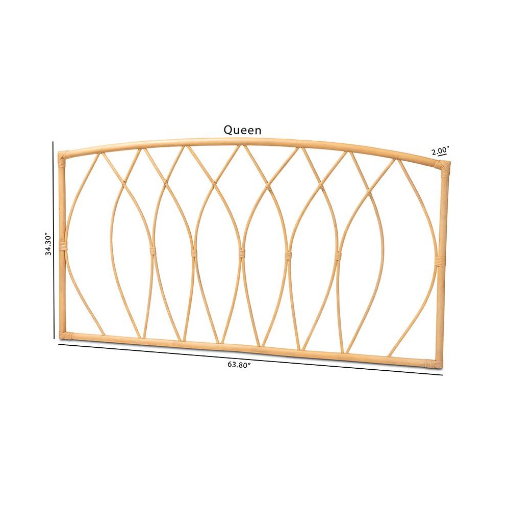 Bohemian Natural Brown Rattan Queen Size Wall-mount Headboard. Picture 7