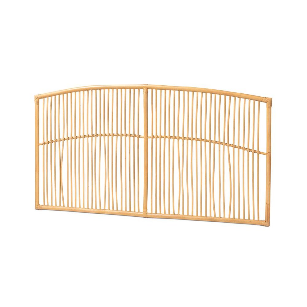 Bohemian Natural Brown Rattan Queen Size Wall-mount Headboard. Picture 1