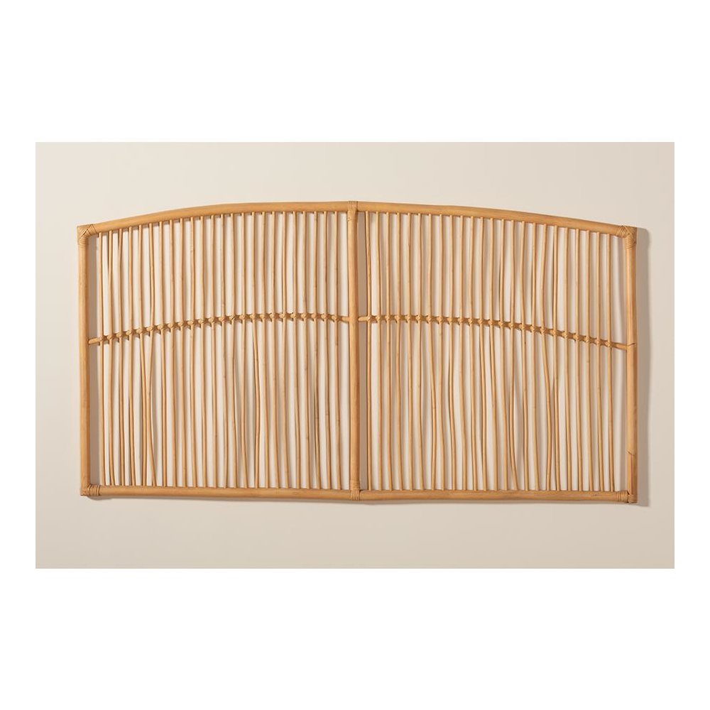 Bohemian Natural Brown Rattan Queen Size Wall-mount Headboard. Picture 6