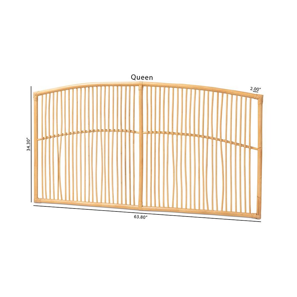 Bohemian Natural Brown Rattan Queen Size Wall-mount Headboard. Picture 7