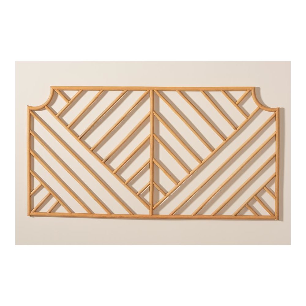 Bohemian Natural Brown Rattan Queen Size Wall-mount Headboard. Picture 6