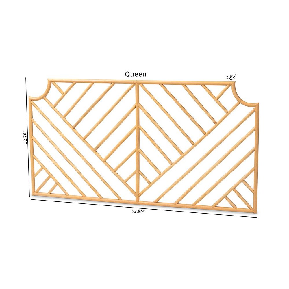 Bohemian Natural Brown Rattan Queen Size Wall-mount Headboard. Picture 7