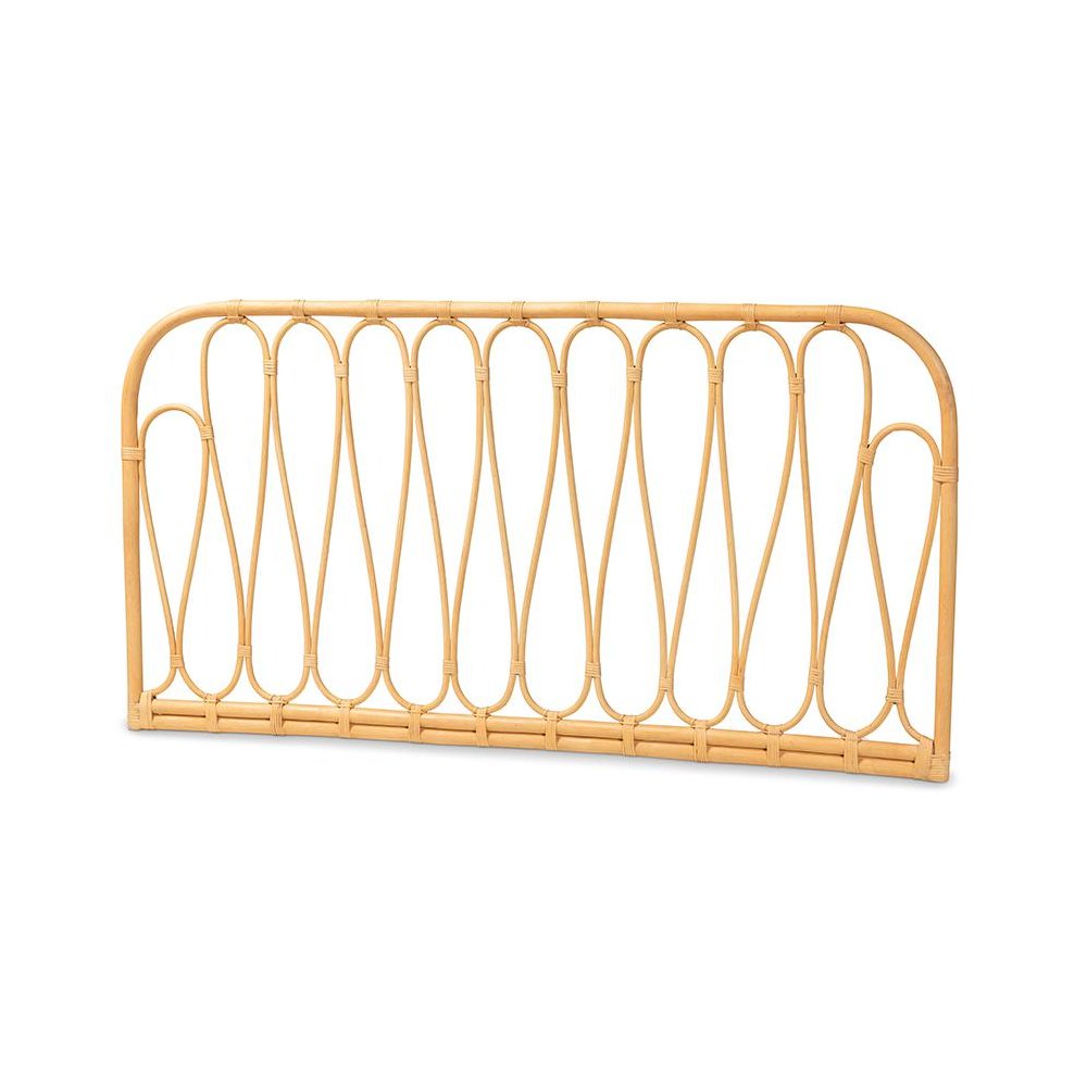 Bohemian Natural Brown Rattan Queen Size Wall-mount Headboard. Picture 1