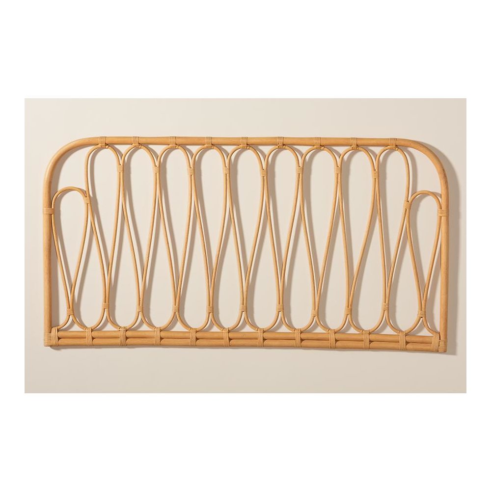 Bohemian Natural Brown Rattan Queen Size Wall-mount Headboard. Picture 6