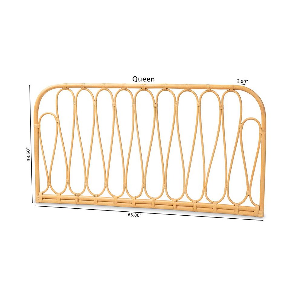 Bohemian Natural Brown Rattan Queen Size Wall-mount Headboard. Picture 7