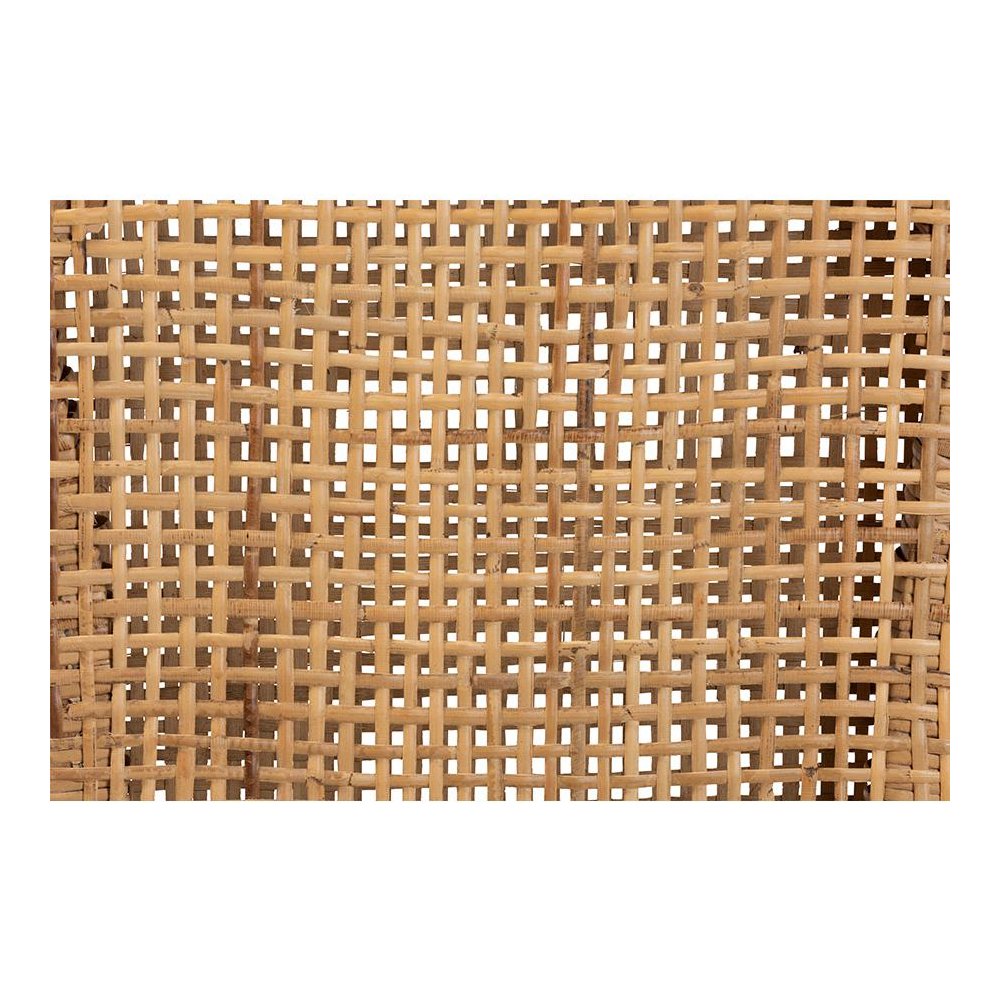 Walnut Brown Mahogany Wood and Natural Rattan 2-Piece Dining Chair Set. Picture 6