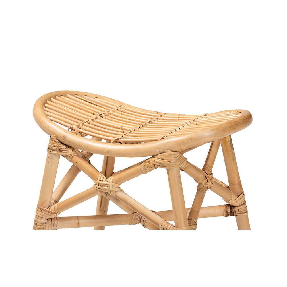 bali & pari Elgon Modern Bohemian Natural Brown Rattan Footstool. Picture 4
