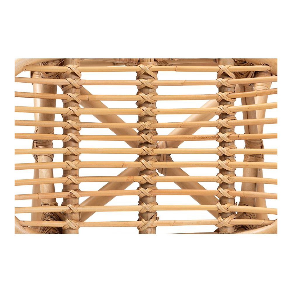 bali & pari Elgon Modern Bohemian Natural Brown Rattan Footstool. Picture 6