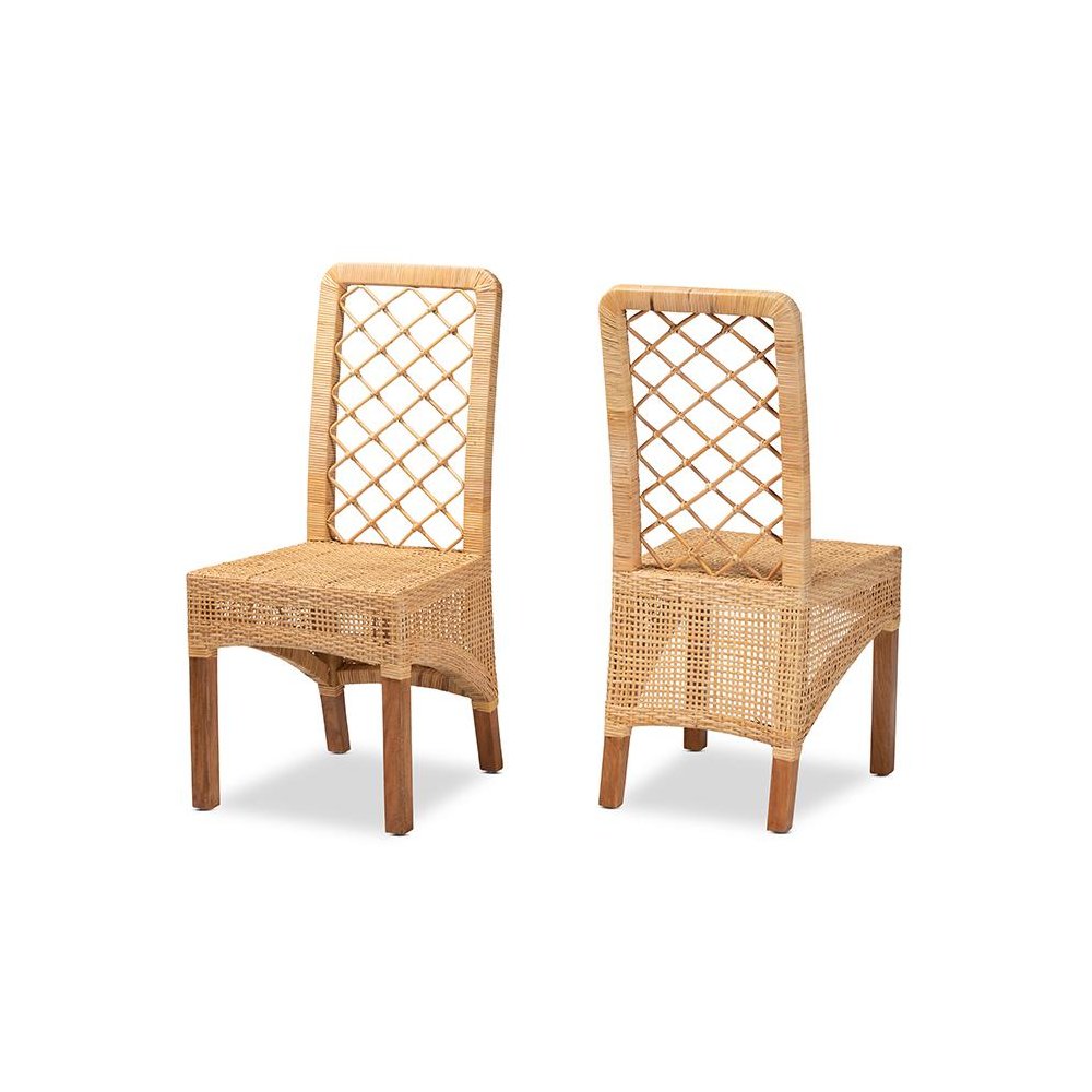 Walnut Brown Mahogany Wood 2-Piece Dining Chair Set. Picture 1