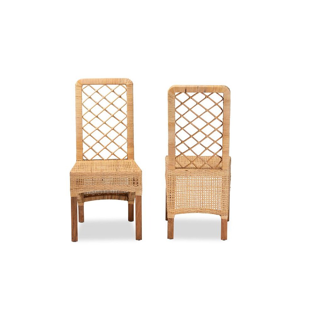 Walnut Brown Mahogany Wood 2-Piece Dining Chair Set. Picture 2