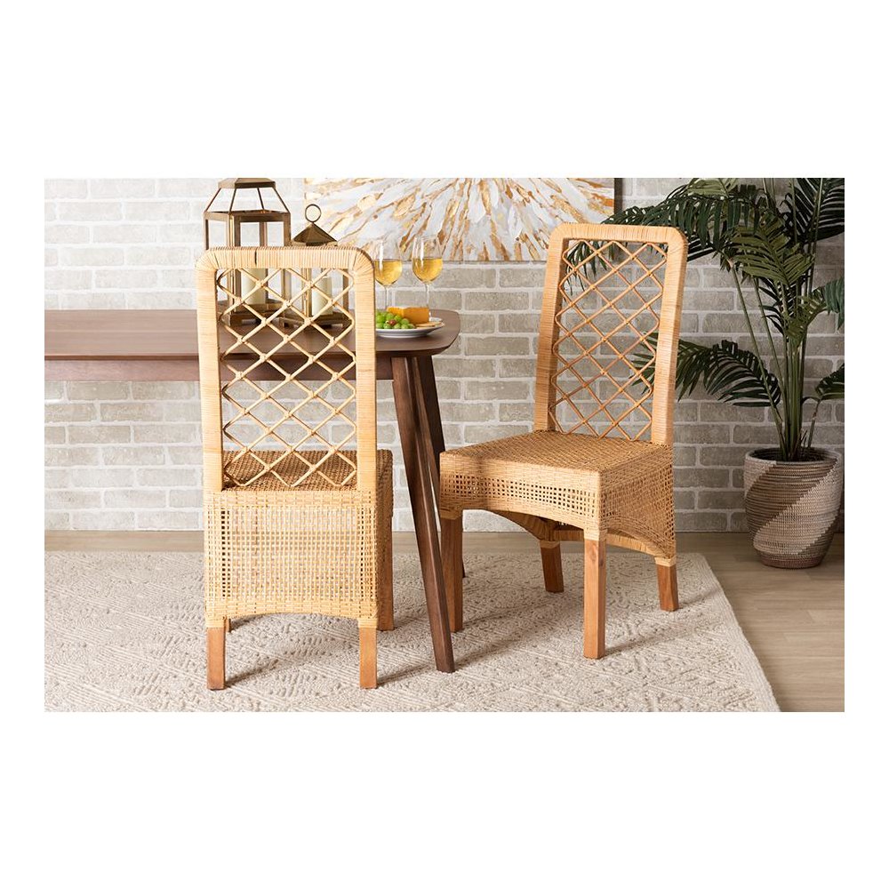 Walnut Brown Mahogany Wood 2-Piece Dining Chair Set. Picture 7