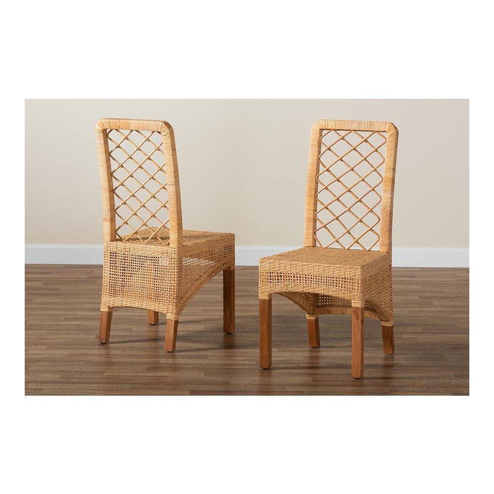 Walnut Brown Mahogany Wood 2-Piece Dining Chair Set. Picture 8