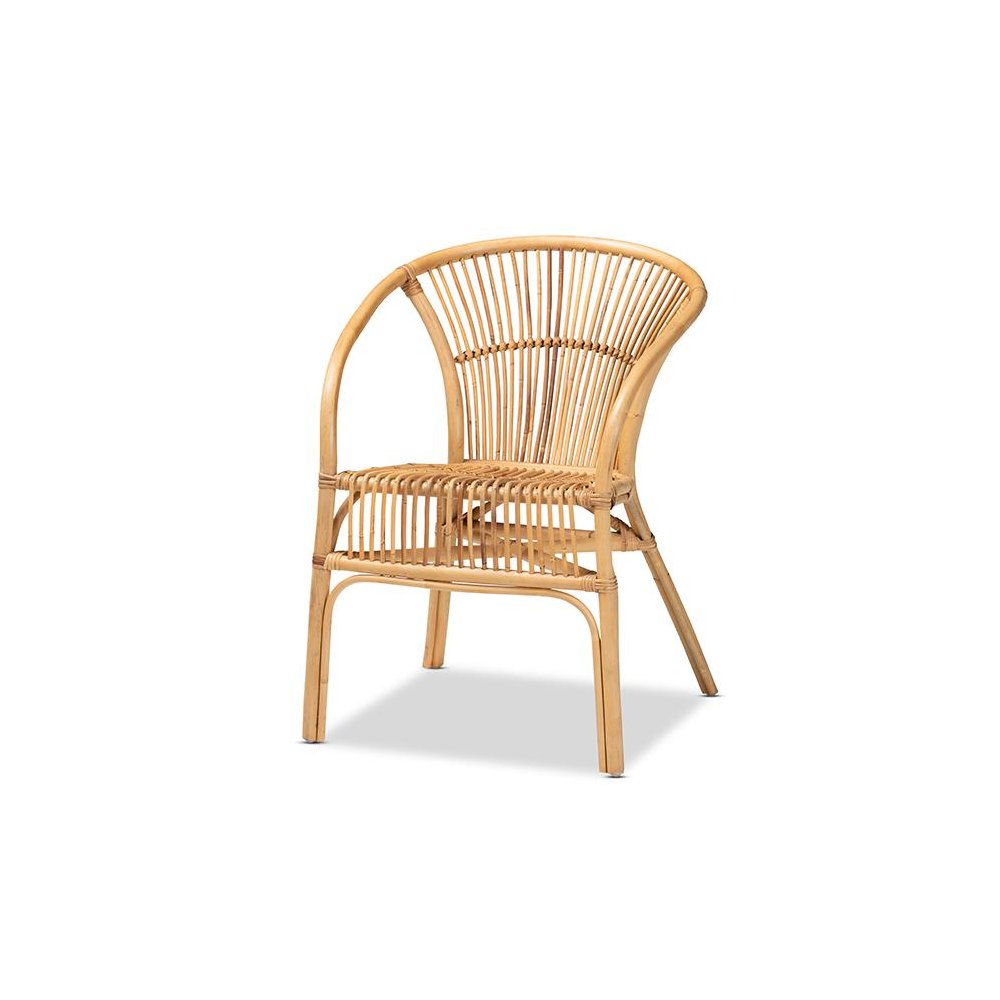 bali & pari Murai Modern Bohemian Natural Brown Rattan Dining Chair. Picture 1